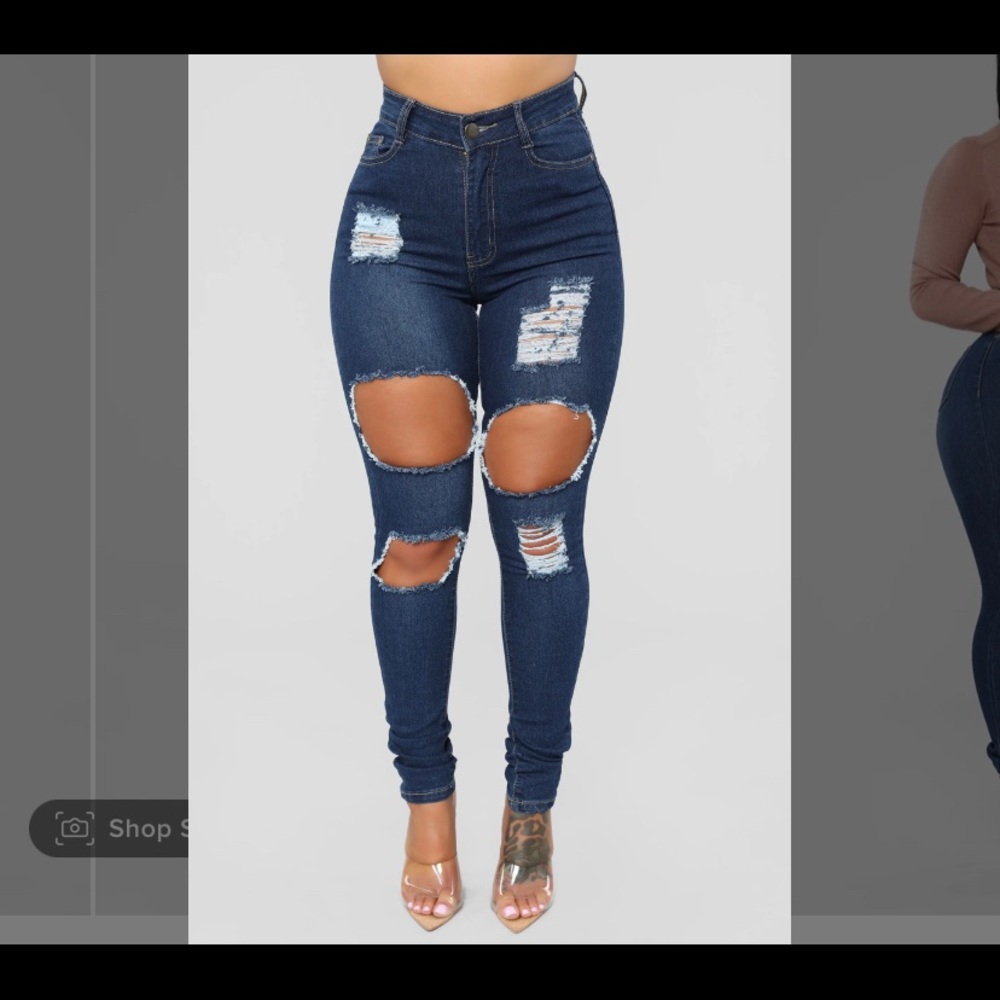 fashion nova size 7 jeans dark blue wash